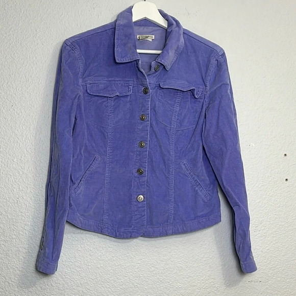 📌5/$25 Women’s Purple Corduroy Long Sleeve Button Down Jacket Size Small - Picture 1 of 10